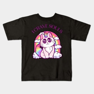 I Crave Souls: Soul Cravings Hilarious Cat with a Rainbow Twist Kids T-Shirt